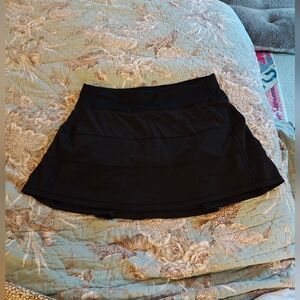 lululemon athletica Pace Rival Skort Skirt Ruffles Back Black Sz 6